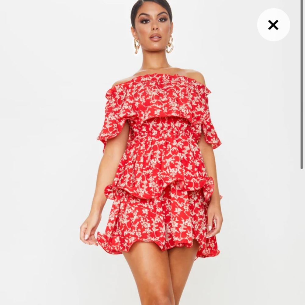 Red floral dress